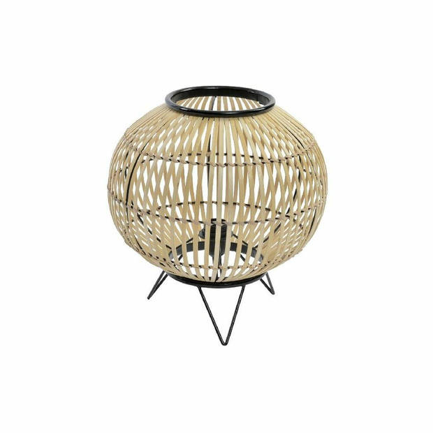 Bureaulamp DKD Home Decor Zwart Metaal Bruin Bamboe (36 x 36 x 37 cm)