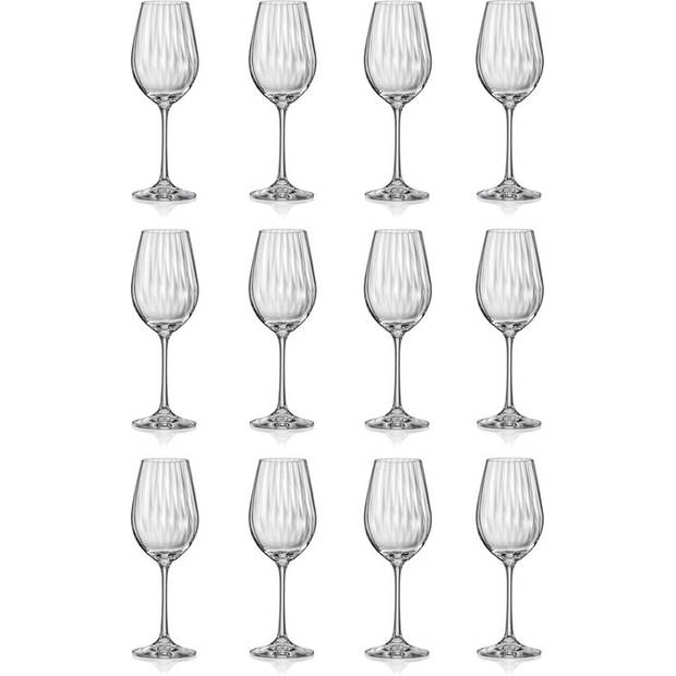 F2D Optic Luxe Wijnglas - Elegante Kristalglas Glazen - 35 cl - Set van 12 - Ideaal voor Rode & Witte Wijn