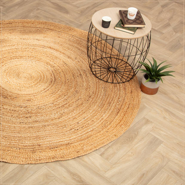 MISOU Vloerkleed Rond - Binnen Tapijt - Jute - Veranda - Kleed - Wandkleed - 80x80cm - Beige