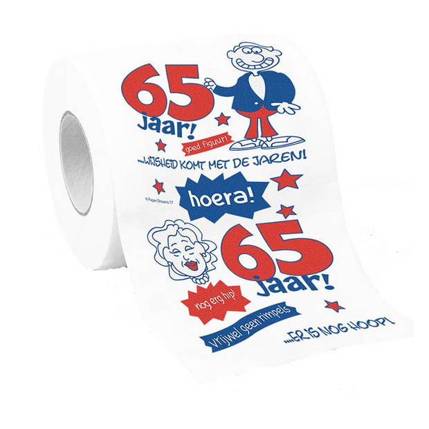 Toiletrol/wc-papier 65 jaar cadeau feestversiering/decoratie - Fopartikelen