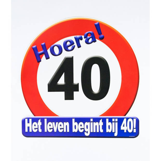 Hulde stopbord 40 jaar verjaardags cadeau/versiering - Feestdecoratieborden