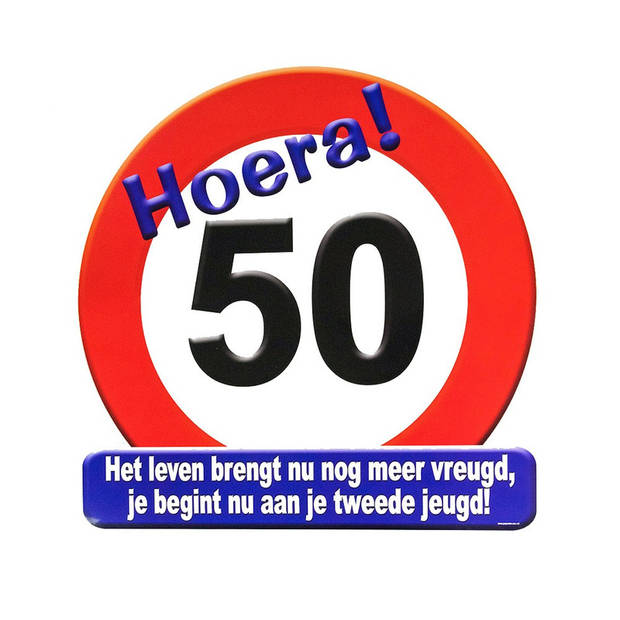 Hulde stopbord 50 jaar verjaardag cadeau/decoratie - Feestdecoratieborden