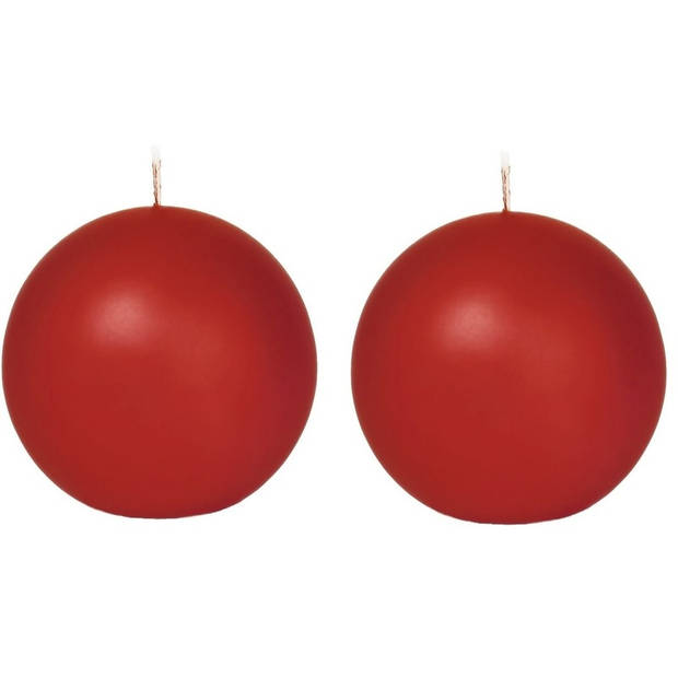 2x Ronde kaarsen rood 7 cm 26 branduren sfeerkaarsen - bolkaarsen