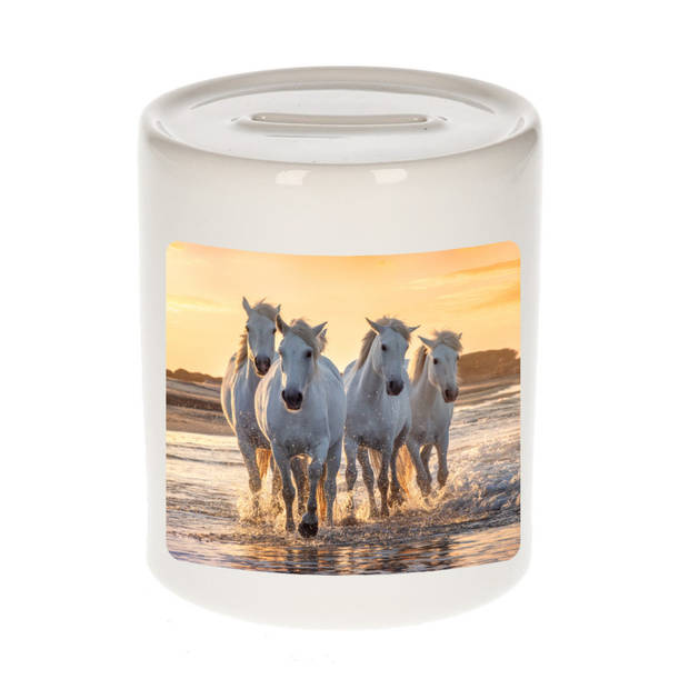 Foto wit paard spaarpot 9 cm - Cadeau paarden liefhebber - Spaarpotten