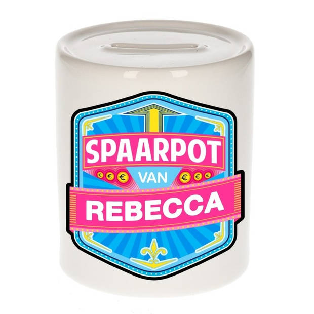 Vrolijke kinder spaarpot voor Rebecca - Spaarpotten