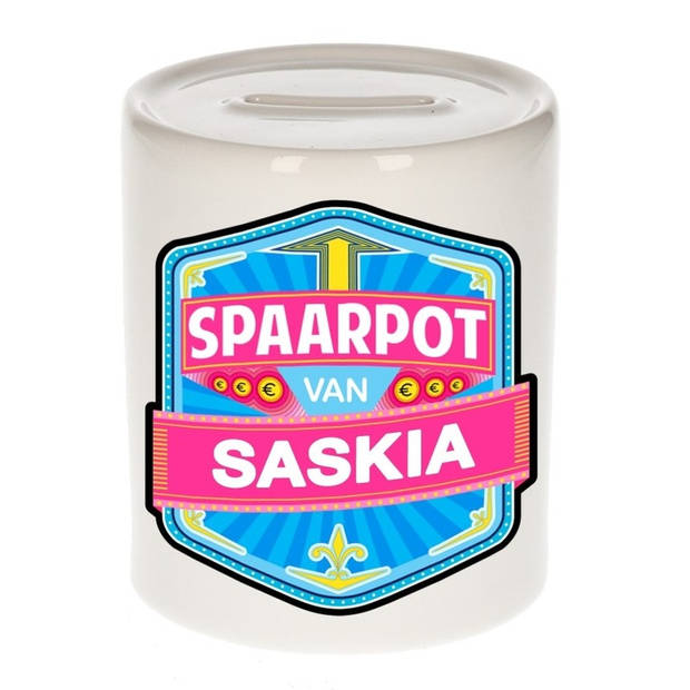 Vrolijke kinder spaarpot voor Saskia - Spaarpotten