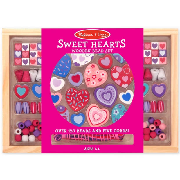 120-delige kralenset van hout Sweet hearts - Hobbykralen