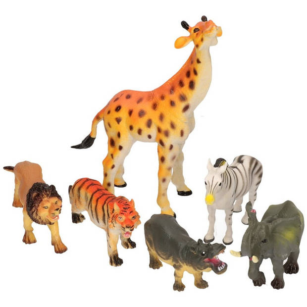 Speelgoed Wilde dieren van plastic 6 stuks van ongeveer 10 cm - Speelfigurenset