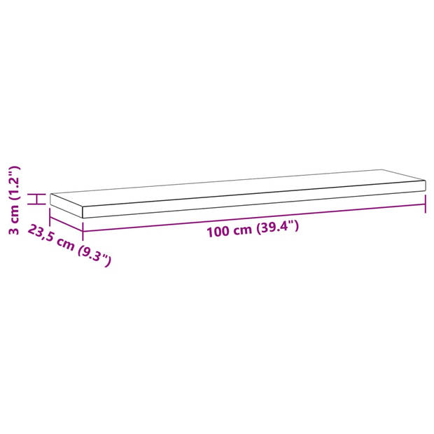 vidaXL Wandschappen 2 st 100x23,5x3 cm roestvrijstaal zilverkleurig