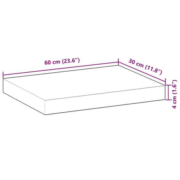 vidaXL Wandschappen 3 st zwevend 60x30x4 cm onbehandeld acaciahout