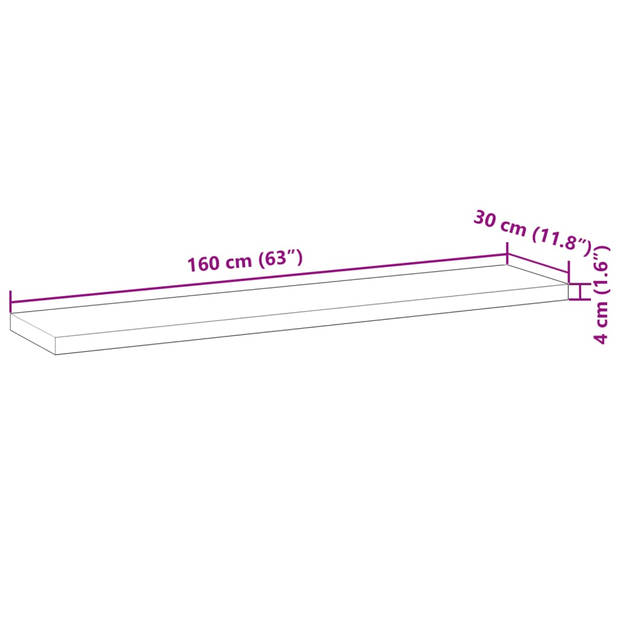 vidaXL Wandschappen 2 st zwevend 160x30x4 cm onbehandeld acaciahout