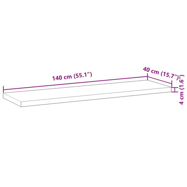 vidaXL Wandschappen 2 st zwevend 140x40x4 cm onbehandeld acaciahout