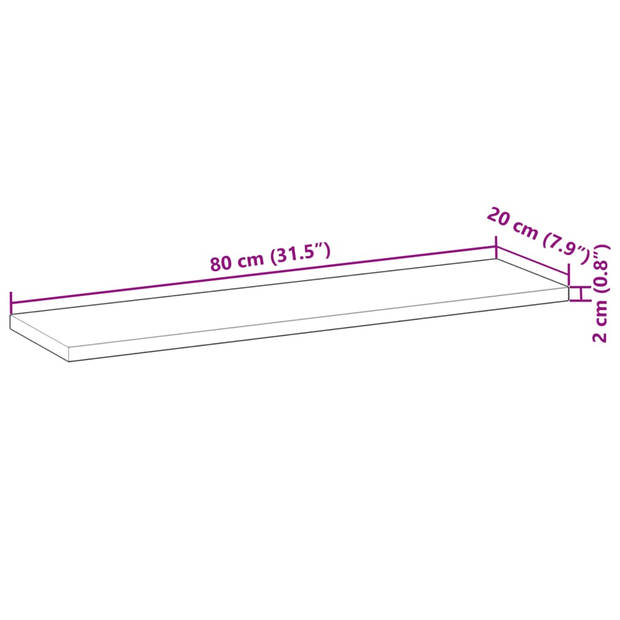 vidaXL Wandschappen 4 st zwevend 80x20x2 cm onbehandeld acaciahout