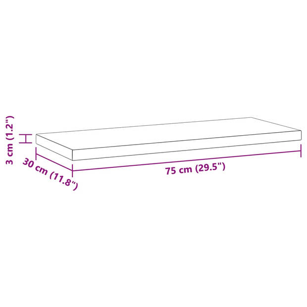 vidaXL Wandschappen 2 st 75x30x3 cm roestvrijstaal zwart