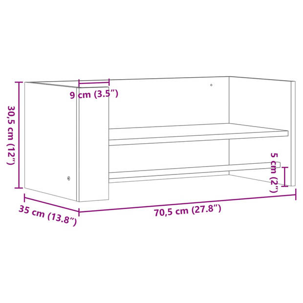 vidaXL Wandschap 70,5x35x30,5 cm bewerkt hout sonoma eikenkleurig