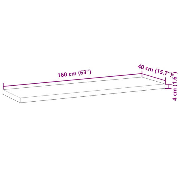 vidaXL Wandschap zwevend olieafwerking 160x40x4 cm massief acaciahout