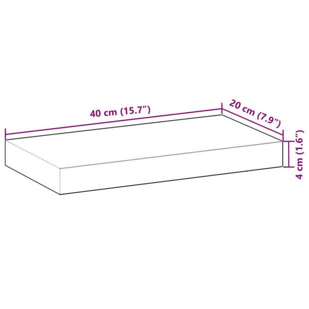 vidaXL Wandschappen 4 st zwevend olieafwerking 40x20x4 cm acaciahout