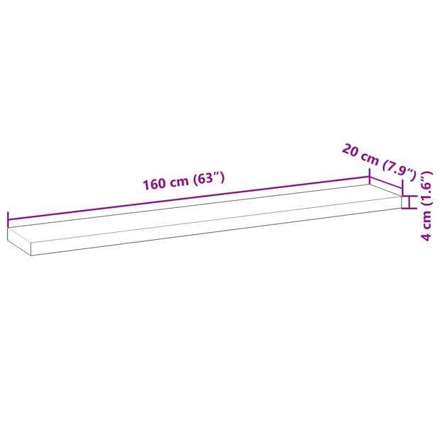 vidaXL Wandschappen 2 st zwevend olieafwerking 160x20x4 cm acaciahout