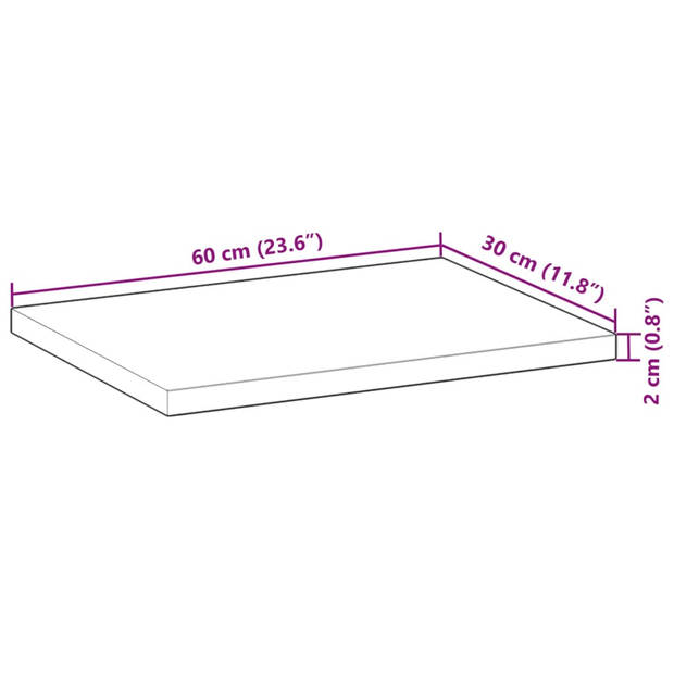 vidaXL Wandschap zwevend 60x30x2 cm onbehandeld massief acaciahout