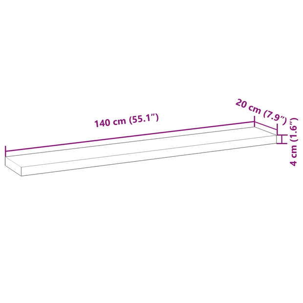 vidaXL Wandschappen 2 st zwevend olieafwerking 140x20x4 cm acaciahout