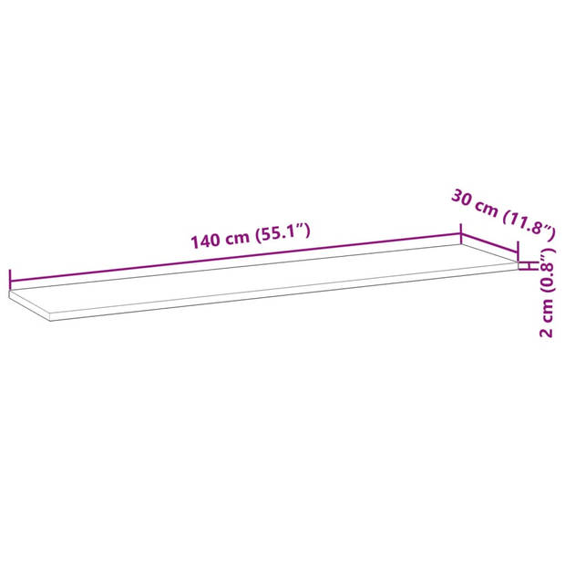 vidaXL Wandschappen 2 st zwevend 140x30x2 cm onbehandeld acaciahout