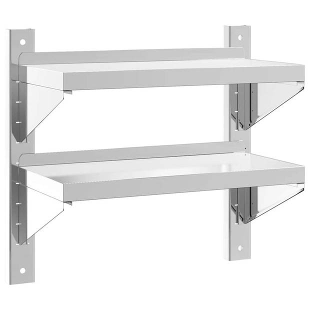 vidaXL Wandschap 2-laags 50x23,5x60 cm roestvrijstaal zilverkleurig