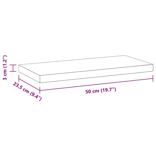 vidaXL Wandschappen 2 st 50x23,5x3 cm roestvrijstaal zilverkleurig