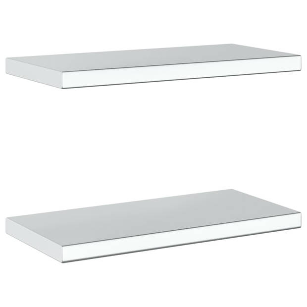 vidaXL Wandschappen 2 st 50x23,5x3 cm roestvrijstaal zilverkleurig