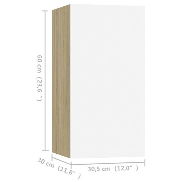 vidaXL Tv-meubelen 4st 30,5x30x60cm bewerkt hout wit sonoma eikenkleur