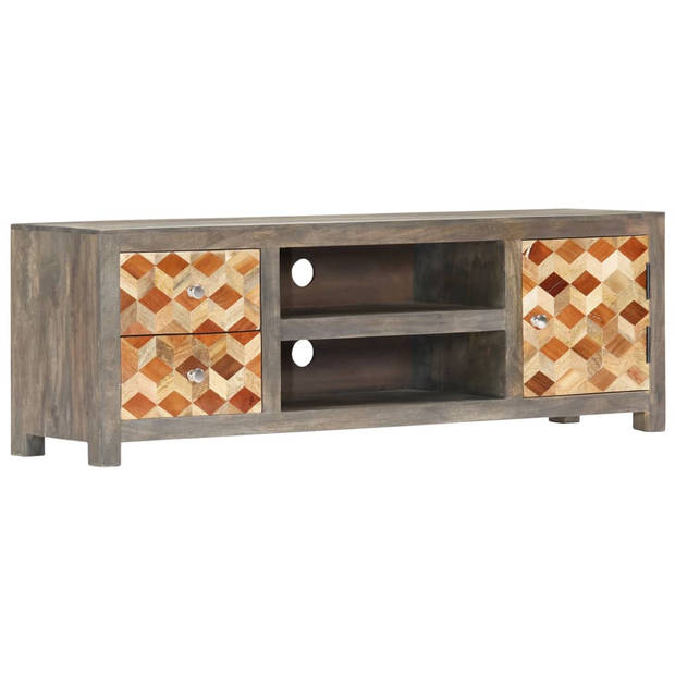 vidaXL Tv-meubel 120x30x40 cm massief mangohout grijs