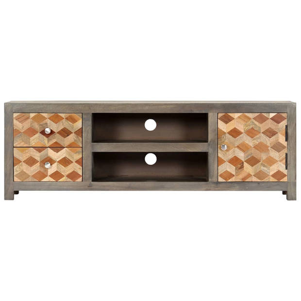 vidaXL Tv-meubel 120x30x40 cm massief mangohout grijs