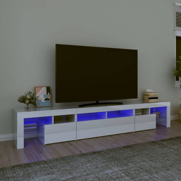 vidaXL Tv-meubel met LED-verlichting 230x36,5x40 cm hoogglans wit