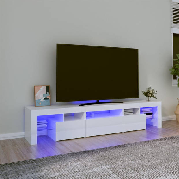 vidaXL Tv-meubel met LED-verlichting 200x36,5x40 cm hoogglans wit