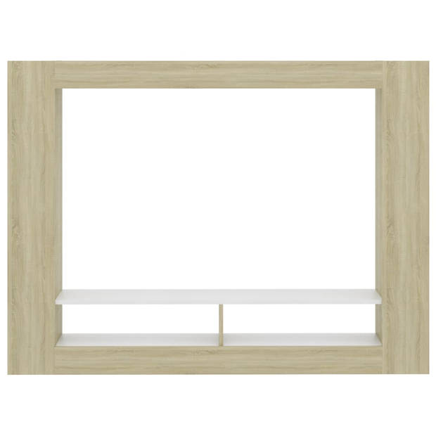 vidaXL Tv-meubel 152x22x113 cm bewerkt hout wit en sonoma eikenkleurig