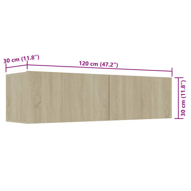 vidaXL Tv-meubel 120x30x30 cm bewerkt hout sonoma eikenkleurig