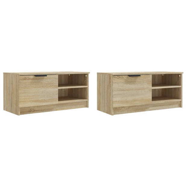 vidaXL Tv-meubels 2 st 80x35x36,5 cm bewerkt hout sonoma eikenkleurig