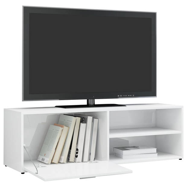 vidaXL Tv-meubel 120x34x37 cm bewerkt hout hoogglans wit