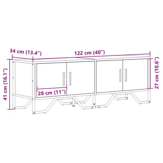 vidaXL Tv-meubel 122x34x41 cm bewerkt hout gerookt eikenkleurig