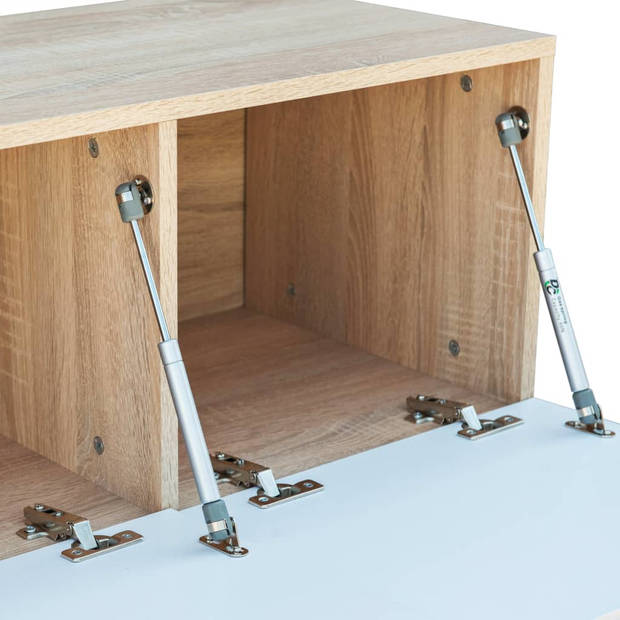 vidaXL Tv-meubel 120x40x34 cm bewerkt hout hoogglans wit en eikenkleur