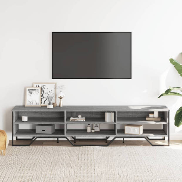 vidaXL Tv-meubel 180x34x41 cm bewerkt hout grijs sonoma eikenkleurig