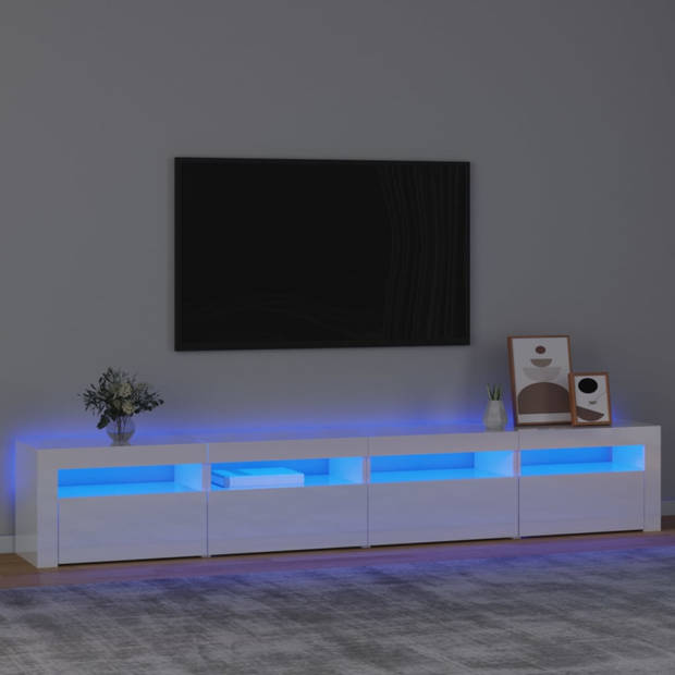 vidaXL Tv-meubel met LED-verlichting 240x35x40 cm hoogglans wit