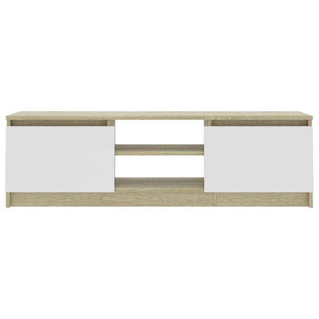 vidaXL Tv-meubel 120x30x35,5cm bewerkt hout wit en sonoma eikenkleurig