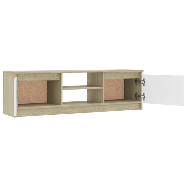 vidaXL Tv-meubel 120x30x35,5cm bewerkt hout wit en sonoma eikenkleurig