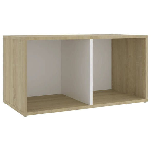 vidaXL Tv-meubel 72x35x36,5 cm bewerkt hout wit en sonoma eikenkleurig