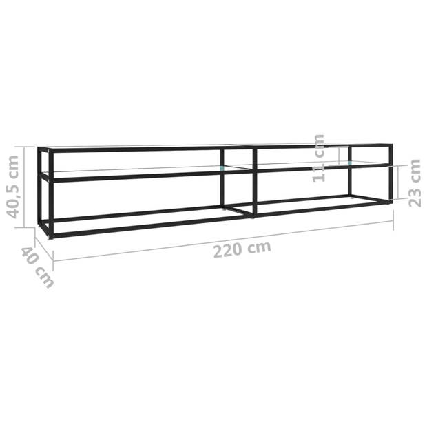 vidaXL Tv-meubel 220x40x40,5 cm gehard glas witmarmerkleurig