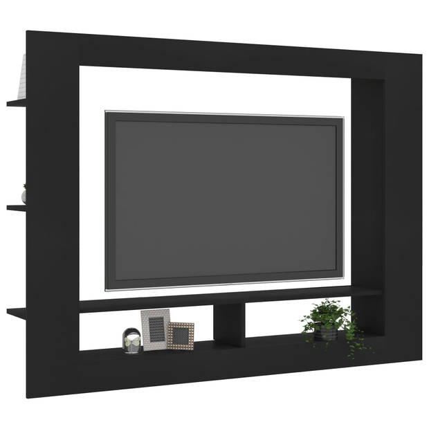 vidaXL Tv-meubel 152x22x113 cm bewerkt hout zwart