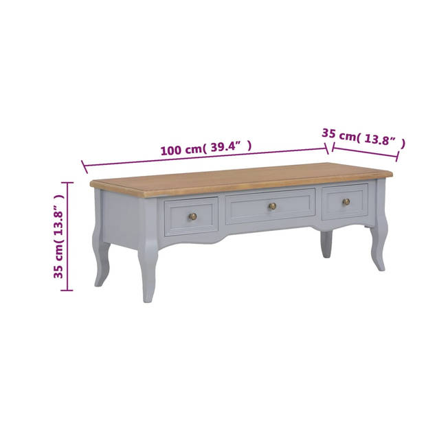 vidaXL Tv-meubel 100x35x35 cm hout grijs