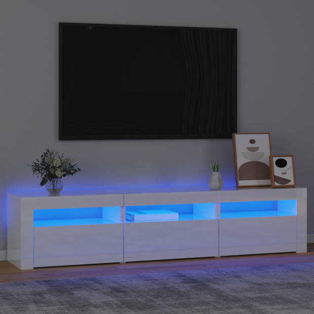 vidaXL Tv-meubel met LED-verlichting 180x35x40 cm hoogglans wit