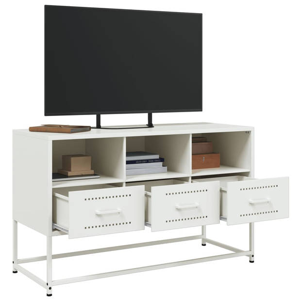 vidaXL Tv-meubel 100,5x39x60,5 cm staal wit