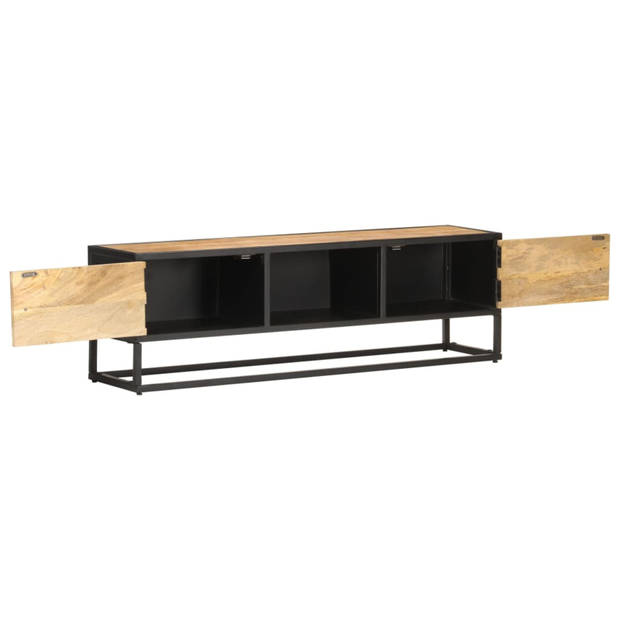 vidaXL Tv-meubel met bewerkte deur 130x30x40 cm ruw mangohout